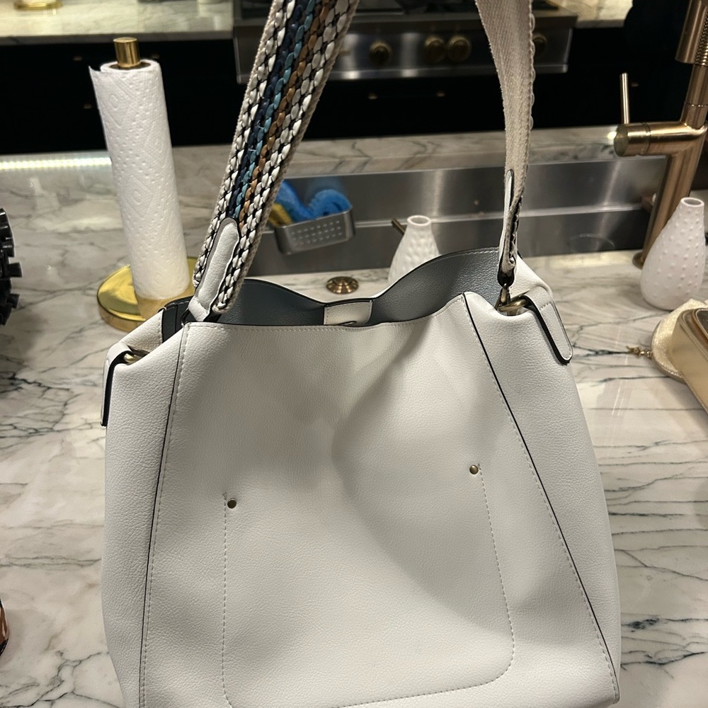 Elegant White Leather Tote Bag
